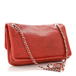 Perforated Calfskin Large Up In The Air Flap Red