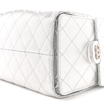 Metallic Caviar Quilted Small Chanel 25 Handbag Silver