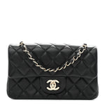 Lambskin Quilted Mini Rectangular Flap Black