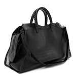 Semi Matte Calfskin Crocodile Embossed Neo Classic Black Hardware Large City Black