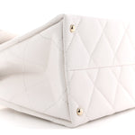 Caviar Quilted Medium Retro Twist Top Handle Flap White