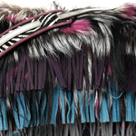 Fox Fur Suede Floral Embroidered Biker Shoulder Bag