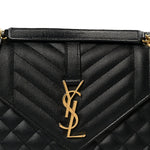 Grain De Poudre Textured Mixed Matelasse Triquilt Medium Monogram Satchel Black