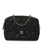 Caviar Quilted Chain Camera Bag Black