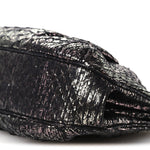 Snakeskin Crystal Evening Clutch Black Silver