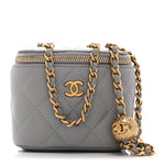 Lambskin Quilted Pearl Crush Mini Vanity Case With Chain Light Purple