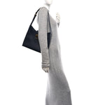 Hammered Calfskin Trifolio Shoulder Bag Navy