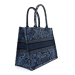 Canvas Embroidered Medium Dioriviera Toile De Jouy Book Tote Blue Black