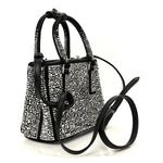 Satin Crystal Mini Galleria Double Zip Tote Metal