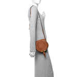 Grained Calfskin Small Marcie Saddle Bag Tan