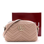 Calfskin Matelasse Small GG Marmont Camera Bag Pink Beige