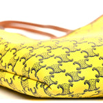 Triomphe Canvas Calfskin Medium Flat Shopper Tote Yellow Navy