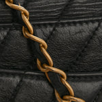Calfskin Lizard Chevron Quilted Medium Coco Handle Flap Black