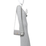Caviar Quilted Studded CC Wallet On Chain WOC Grey