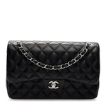 Lambskin Quilted Jumbo Double Flap Black