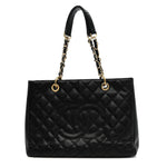 Caviar Quilted Grand Shopping Tote GST Black