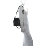 Vitello Daino Soft Drawstring Bucket Bag Black
