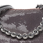 Sequin Medium Donut Chain Flamenco Knot Clutch Grey