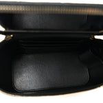 Lambskin Quilted Metal Small Top Handle Vanity Case With Chain Black