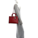 Patent Cannage Large Lady Dior Red