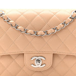 Caviar Quilted Small Double Flap Beige