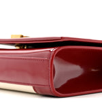 Nappa Patent Calfskin Two-Toned Small Monogram Kate Satchel Off White Oxblood Red