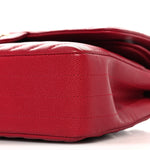 Caviar Chevron Quilted Medium Double Flap Red