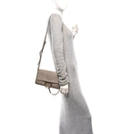 Suede Calfskin Small Faye Shoulder Bag Motty Grey