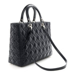 Lambskin Cannage Large Lady Dior Navy Blue
