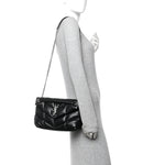 Lambskin Quilted Small Loulou Puffer Monogram Chain Satchel Black