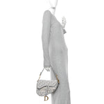 Oblique Embroidered Saddle Bag Gray