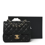 Lambskin Quilted Mini Square Flap Black