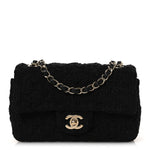 Tweed Quilted Mini Rectangular Flap Black