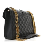Grain De Poudre Textured Mixed Matelasse Triquilt Medium Monogram Satchel Dark Smog