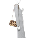 Suede Shearling Patchwork Monogram Medium Jamie Brown Beige
