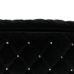 Velvet Diamanté Quilted Wristlet Clutch Black