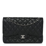 Caviar Quilted Jumbo Double Flap Black