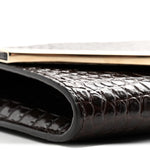 Calfskin Crocodile Embossed Emmie Clutch Bag Chocolate