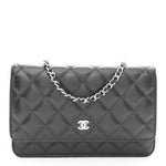Caviar Quilted Wallet on Chain WOC Black