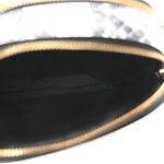 Calfskin Snakeskin Embossed Shutter Camera Crossbody Bag Black White