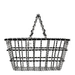 Brass Calfskin Large Grocery By Chanel Shopping Basket Silver
