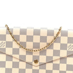 Damier Azur Pochette Felicie Chain Wallet Rose Ballerine