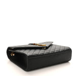 Grain De Poudre Textured Mixed Matelasse Triquilt Medium Monogram Satchel Black