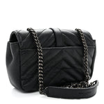 Grained Calfskin Matelasse Chevron Classic Monogram Baby Chain Bag Black