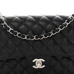 Caviar Quilted Medium Double Flap Black
