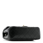 Lambskin Quilted Mini Rectangular Pearl Crush Flap Black