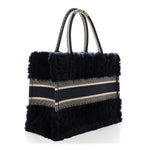 Shearling Cannage Medium Book Tote Deep Blue Natural
