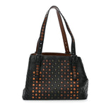 Nappa Intrecciato Perforated Small Cesta Tote Black Multicolor