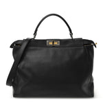 Calfskin Calf Hair Leopard Print Large Peekaboo Iconic Satchel Black