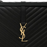 Grain De Poudre Matelasse Chevron Large Monogram Satchel Black